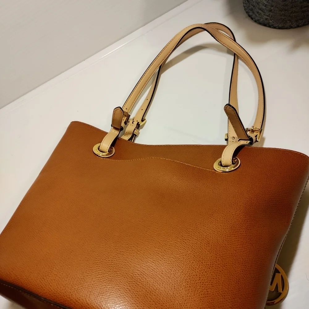 Michael Kors Camel Tote Handbag Saffiano Leather Medium
